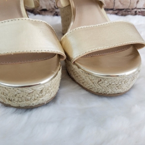 🎂Montego Bay Club Champagne Gold Espadrille Wedge - 9 - Picture 3 of 7